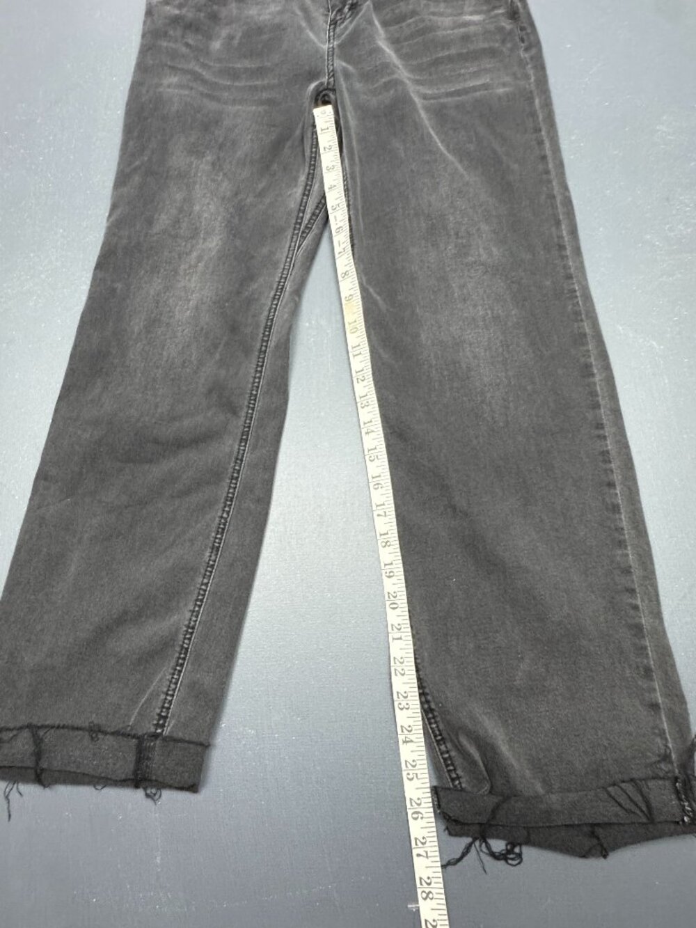 Ripton & Co Womens Size 29 Black Stretch Wide Leg Raw Hem Cargo Jeans High Rise - Picture 12 of 14